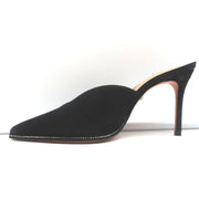 Schutz Crystal-Trim Mules Heliconia Black Suede Size 6 Pointed Toe Heels