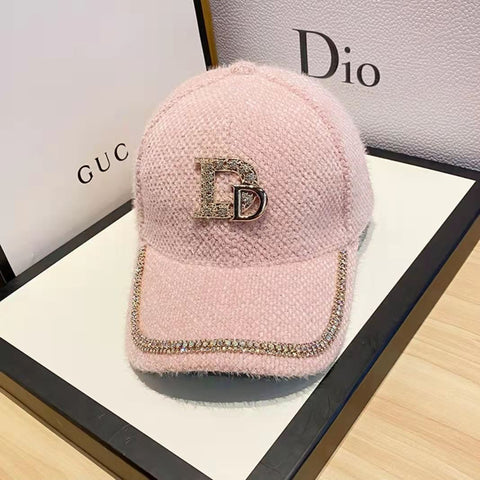 Luxury plush baseball cap with diamonds