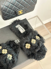 2023 CC Pure wool double C four-leaf clover fur slippers-S28