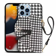 Houndstooth wallet portable phone case  For Samsung