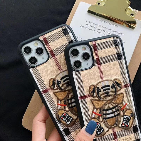 Embroidered bear phone case