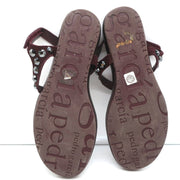 Pedro Garcia Judith Crystal Studded Thong Sandals Burgundy Suede Size 38.5