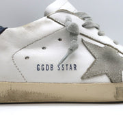 Golden Goose Superstar Low Top Sneakers White & Navy Leather Size 37