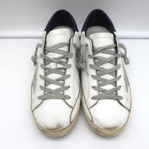 Golden Goose Superstar Low Top Sneakers White & Navy Leather Size 37