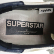 Golden Goose Superstar Low Top Sneakers White & Navy Leather Size 37