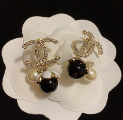 Black and white earrings