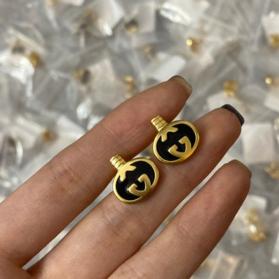 Gold black earrings