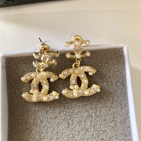 Gold Pearl Earrings