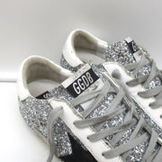 Golden Goose Superstar Glitter Low Top Sneakers Silver with Black Star Size 37