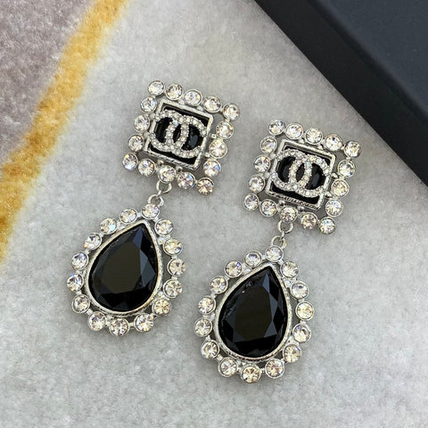 crystal black earrings