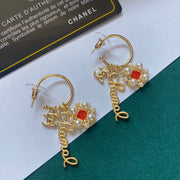 Glod Letter Pearl Earrings