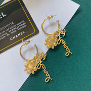 Glod Letter Pearl Earrings