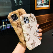 Classic pattern plush phone case