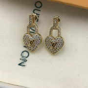 Diamond inlaid love necklace female earrings