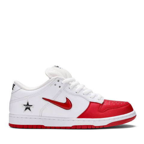 NIKE X SUPREME SB DUNK LOW JEWEL SWOOSH RED (NEW) - -