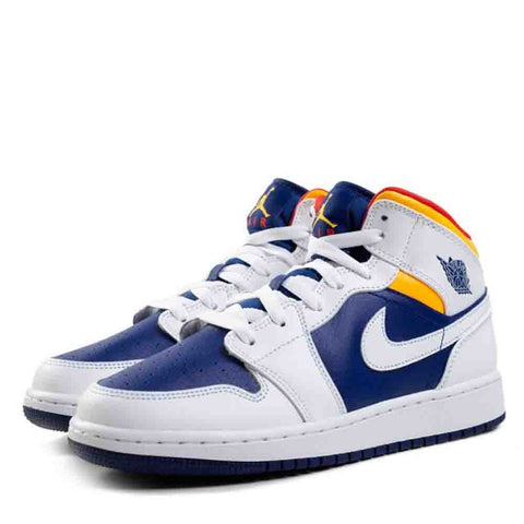 NIKE AIR JORDAN1 MID ROYAL BLUE LASER ORANGE GS (NEW)