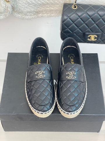 2023 CC Chain Double C Buckle Rhombus Fisherman Loafers -S42