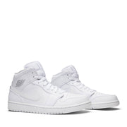 NIKE AIR JORDAN1 MID TRIPLE WHITE (NEW)