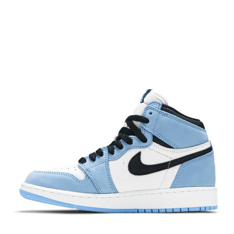 NIKE AIR JORDAN1 RETRO HIGH WHITE UNIVERSITY BLUE BLACK GS (NEW)