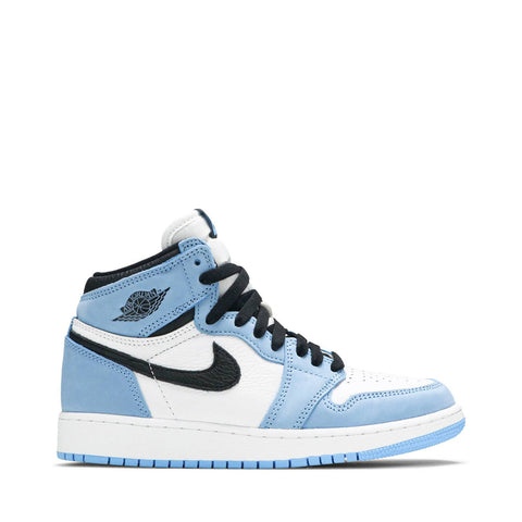 NIKE AIR JORDAN1 RETRO HIGH WHITE UNIVERSITY BLUE BLACK GS (NEW)