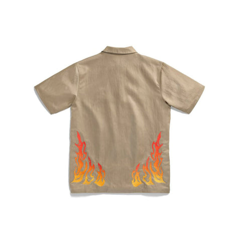 NIKE AIR JORDAN X TRAVIS SCOTT CACTUS JACK BUTTON DOWN KHAKI SHIRT (NEW) -