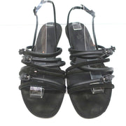 Hermes Strappy Slingback Sandals Black Buckled Leather & Suede Size 39