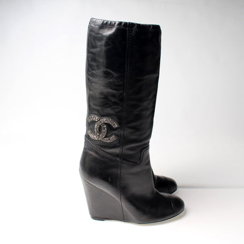 CC Logo Wedge Boots Size 40