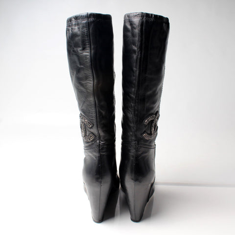 CC Logo Wedge Boots Size 40