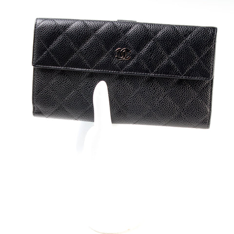 CC Long French Flap Wallet Quilted Caviar