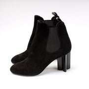 Uniformes Suede Flower Block Ankle Boots Size 40.5