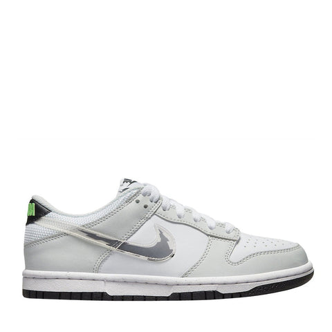 NIKE DUNK LOW GS NEXT NATURE WHITE GREY GLITCH SWOOSH (NEW)