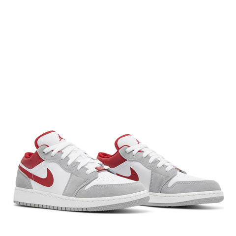 NIKE AIR JORDAN1 LOW LIGHT SMOKE GREY GYM RED GS (NEW) (NEW)