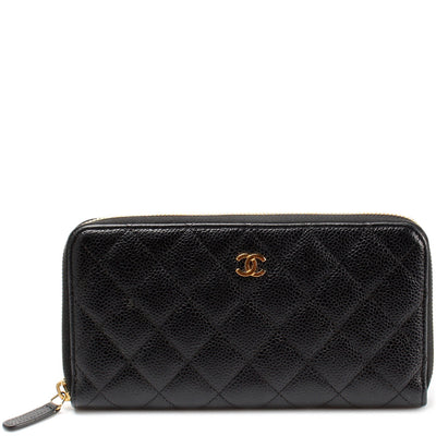 CC Small Zip Around Wallet Caviar