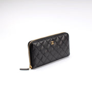 CC Small Zip Around Wallet Caviar