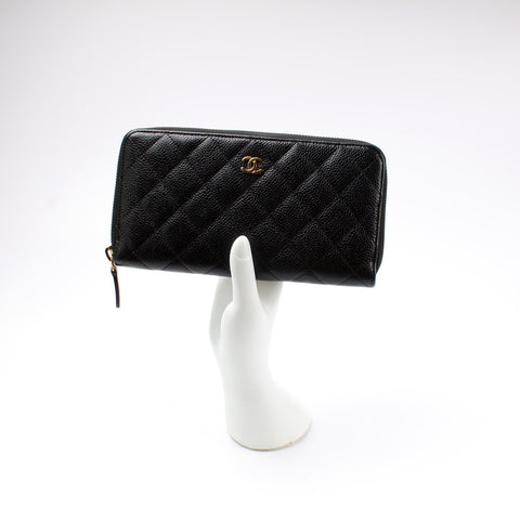 CC Small Zip Around Wallet Caviar