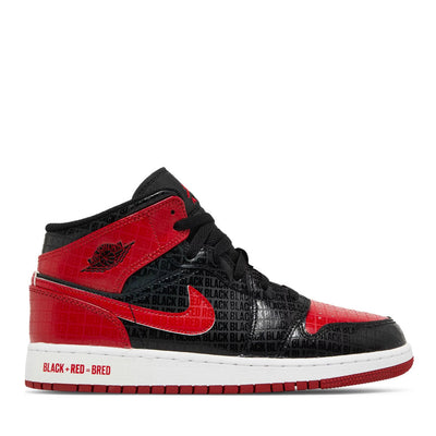 NIKE AIR JORDAN1 MID BRED TEXT GS (NEW)