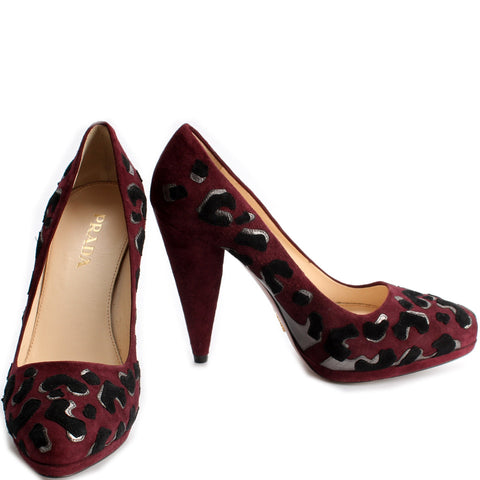 Suede Leopard Pumps Size 36.5