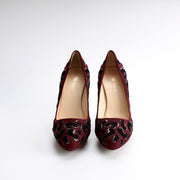 Suede Leopard Pumps Size 36.5