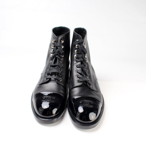 Lace Up Patent Ankle Boots Size 40