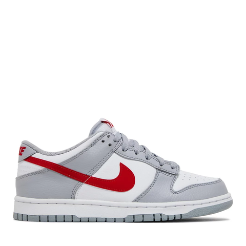 NIKE DUNK LOW GS WHITE GREY RED (NEW)