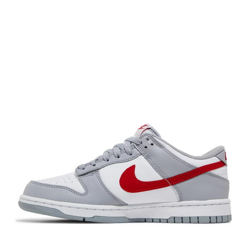 NIKE DUNK LOW GS WHITE GREY RED (NEW)