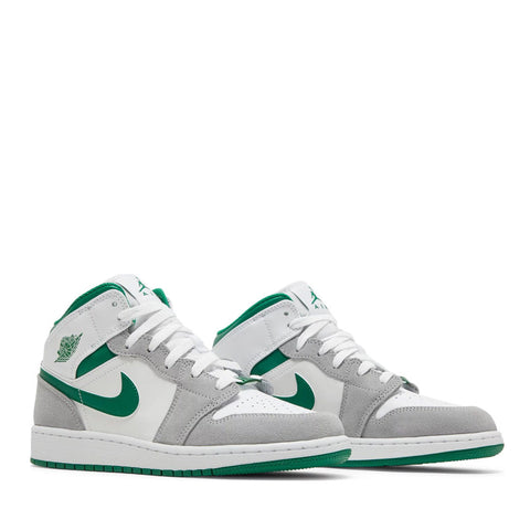 NIKE AIR JORDAN1 MID SE PINE GREEN GREY GS (NEW)