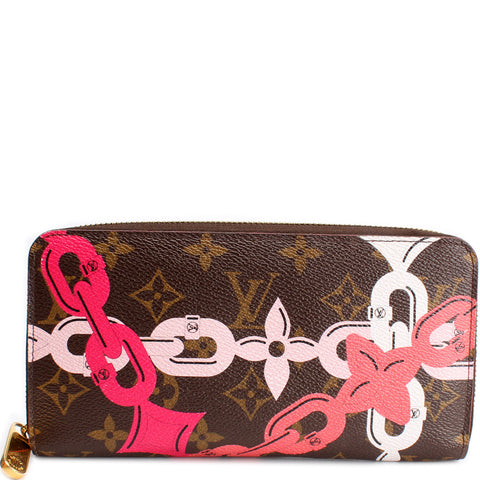 Zippy Wallet Chain Flower Monogram