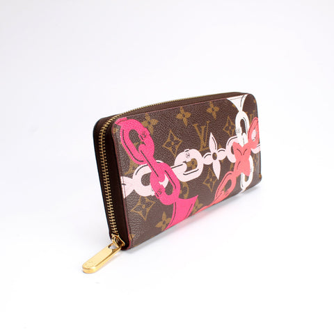 Zippy Wallet Chain Flower Monogram