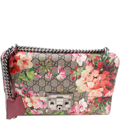 409486 Padlock GG Supreme Blooms Shoulder Medium