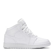 NIKE AIR JORDAN1 MID GS TRIPLE WHITE (NEW)