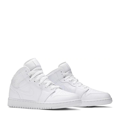 NIKE AIR JORDAN1 MID GS TRIPLE WHITE (NEW)