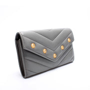 CC Button Chevron Flap Wallet Lambskin 26M