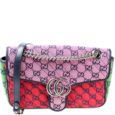 443497 GG Marmont Shoulder Multicolor Quilted Canvas Small Flap