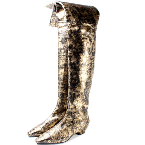 Laminated Goat Skin Thigh High Boots Size 39.5